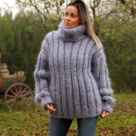 Ribbed 10 strands hand knit mohair sweater by Extravagantza