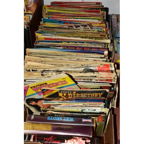 Two Boxes Of Vintage Erotic Magazines Etc Comprising 350 400 Titles