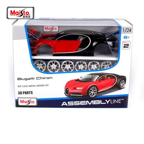Maisto 124 Bugatti Chiron Assemble Line Red Car Diecast Model Kit 38