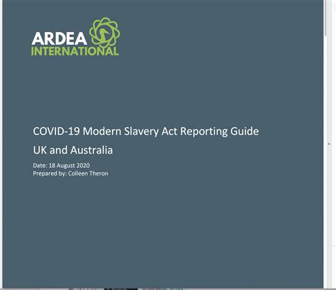 Modern Slavery Act Reporting Covid Checklist Ardea International