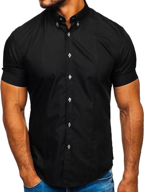 Camisa De Manga Corta Para Hombre Negra Bolf 5528 Negro