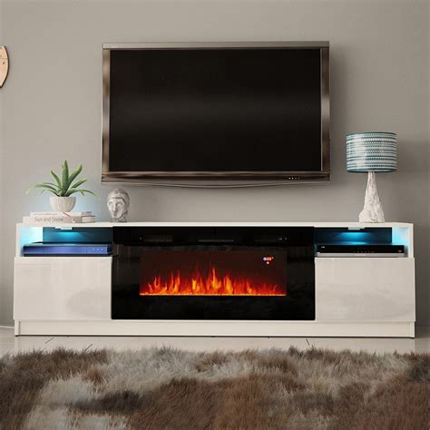 Meble York 02 White Tv Stand York Fireplace Tv Stand Modern
