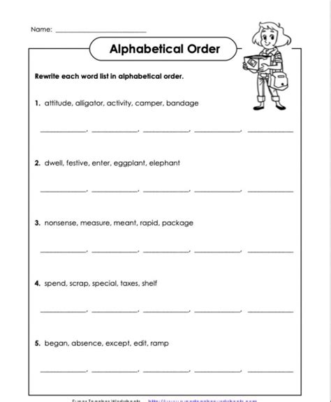 Alphabetical Order D1 5th Grade Worksheet Alphabetical Order