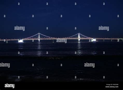 The Gwangandaegyo Diamond Bridge In Busan South Korea Stock Photo