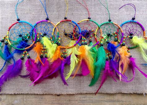 Small Rainbow Dream Catcher Handmade Fairtrade Beads Etsy