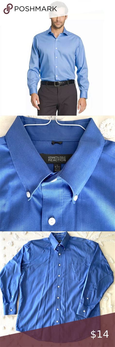 Kenneth Cole Sapphire Blue Dress Shirt 16 12 Blue Shirt Dress Shirt