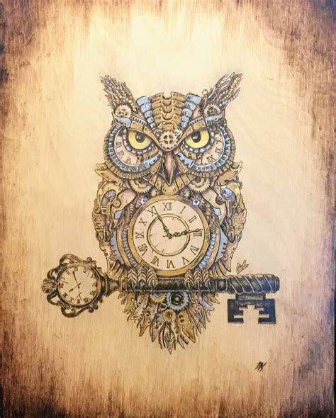 Clockwork Owl Woodburning By Scorchworks On Deviantart Steampunk