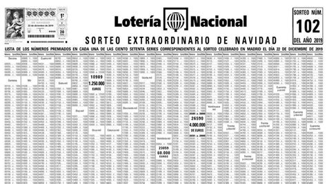 Lista Oficial De Premios De Lotería Navidad 2020 En Pdf