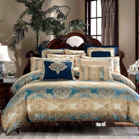 Lovely letter bedding set luxury pillowcase king size bedclothes comforter cover. Gold and Blue Gothic Pattern Luxury Royal Style Full ...