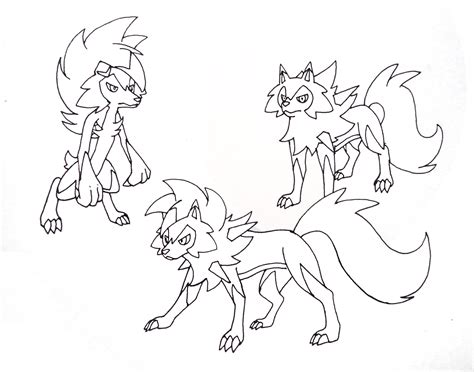 Lycanroc Pages Coloring Sketch Coloring Page