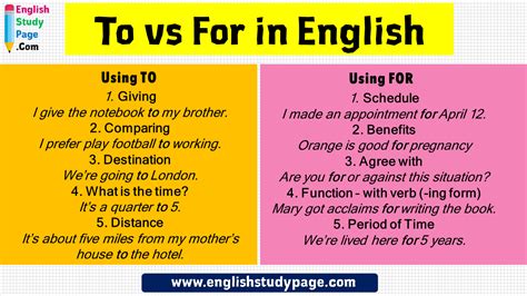English Uses To And For Definition And Example Sentences Efortless