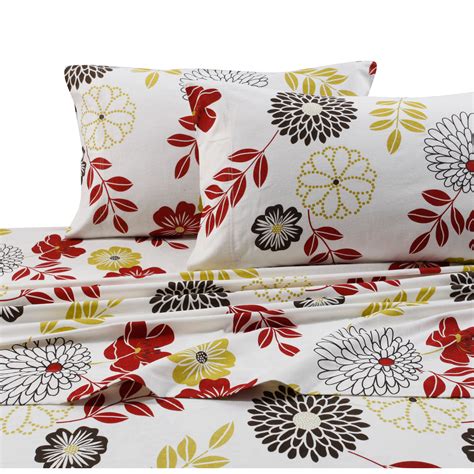 Printed Flannel 4 Piece Sheet Set by Tribeca Living - Floral - Bed Sheets at Hayneedle