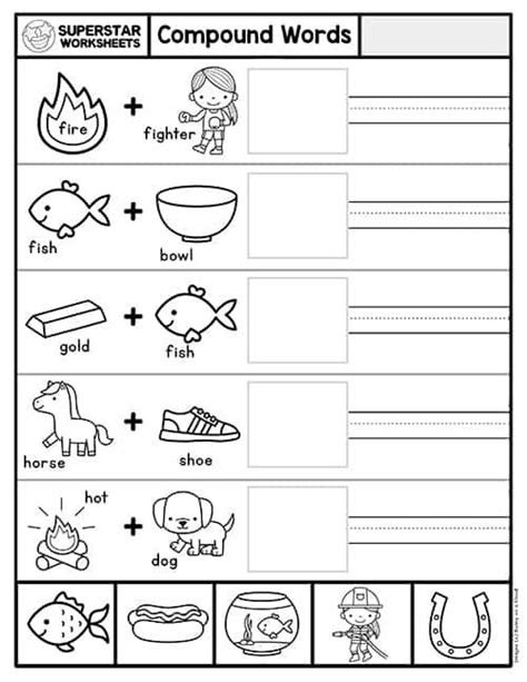 Compound Words Worksheet With Pictures To Help Students Learn How To