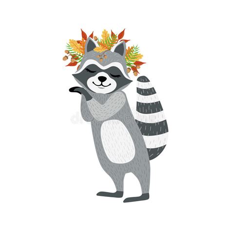 Raccoon Character Mascot Cartoon Holding The Net Stock Vector