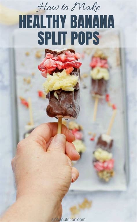 a recipe for healthy frozen banana pops that taste just like a banana split made with only 6