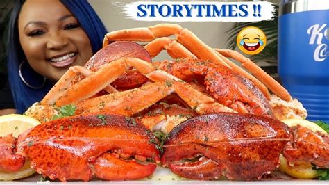 Giant Snow Crab Legs Lobster Claws Seafood Boil Mukbang 먹방쇼 シーフード