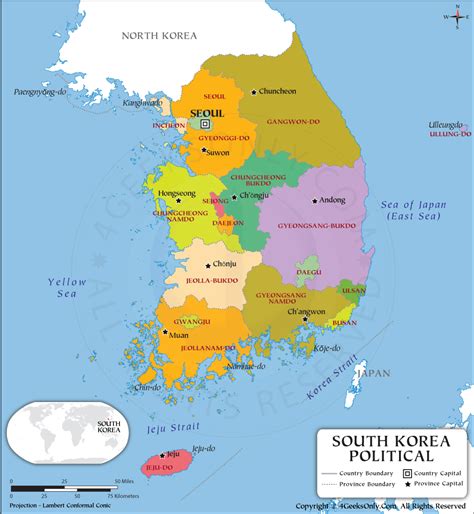 South Korea Province Map South Korea Political Map