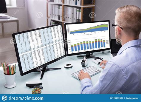 Businessman Analyzing Graph On Computer Stock Photo - Image of network ...