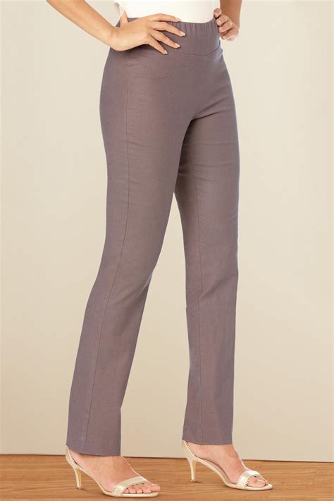 Comfort Stretch Linen Straight Leg Pull On Pant Classic Womens Clothing From