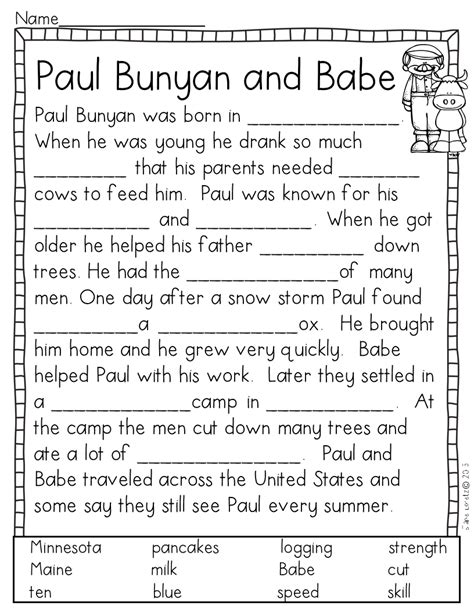 Free Printable Tall Tale Worksheets