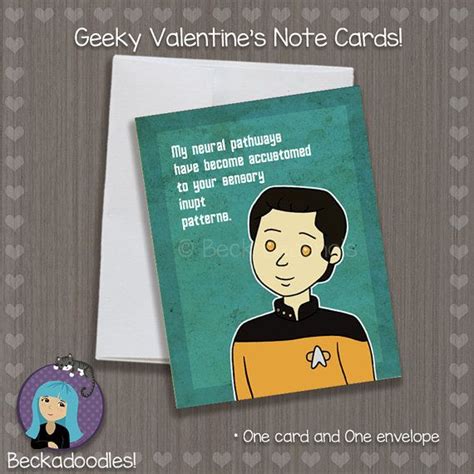 Data Valentines Day Note Card Star Trek Cartoon Greeting Etsy Note