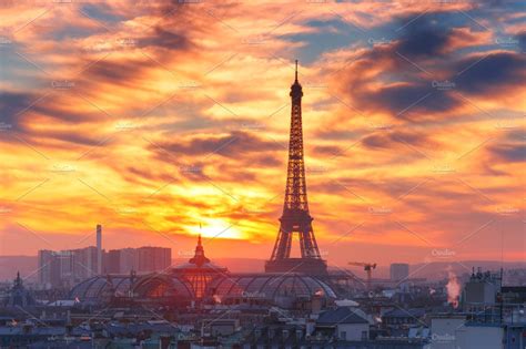 Eiffel Tower At Sunset In Paris France Architecture Photos