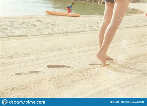 Naked Feet On A Sand Beach Holidays Relax Stock Image Image Of