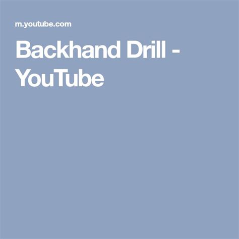 Backhand Drill YouTube Drill Baseball Training Youtube