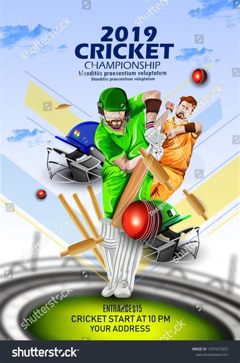 vector illustration of cricket player creative poster or banner design with background for