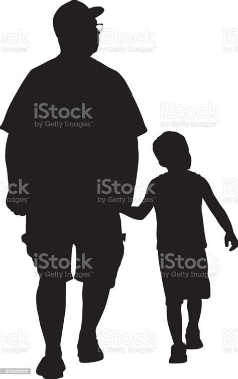 Grandfather Walking With Grandson Stock Illustration Download Image