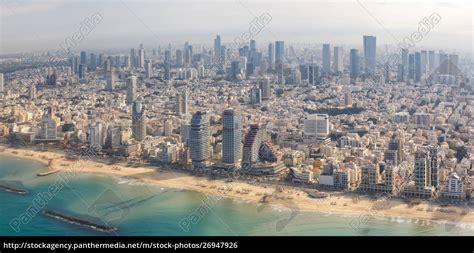 Tel Aviv Skyline Panorama Israel Beach Aerial View Royalty Free Image
