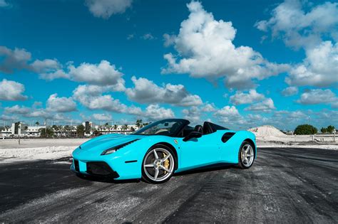 2018 Ferrari 488 Spider Tiffany Blue Mvp Miami Exotic Rentals