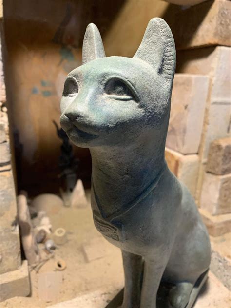 Egyptian Cat Statue Bast Bastet Protective Goddess Of Music