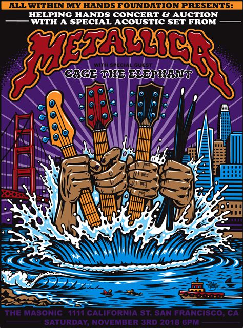 Metallica Acoustic Benefit Concert Screenprinted Poster · Jimbo