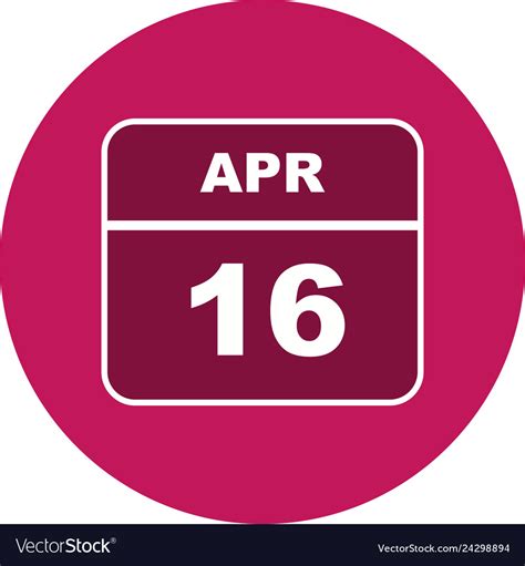 April 16th Date On A Single Day Calendar Vector Image