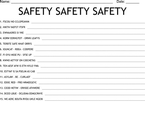 Safety Safety Safety Word Scramble Wordmint