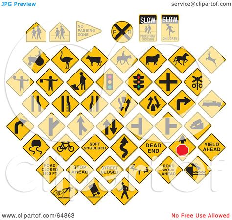 Check spelling or type a new query. Royalty-Free (RF) Clipart Illustration of a Digital Collage Of Yellow Caution Traffic Signs On ...