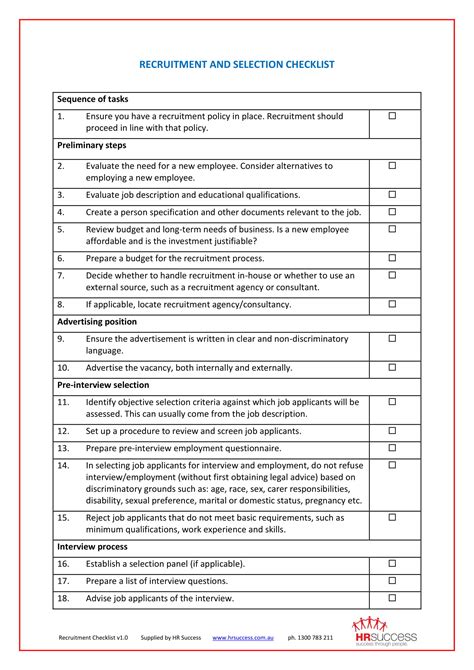 Recruitment Checklist 10 Examples Format Word Pages Pdf Tips