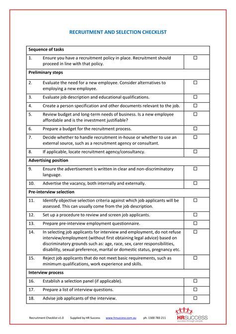 Hiring Process Checklist Template