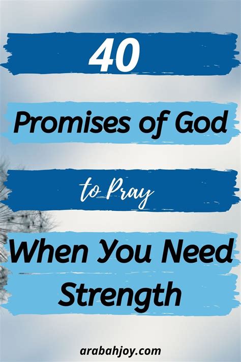 Blue Stripes With The Words 40 Promises Of God To Pray When You Need Strength Prayers For