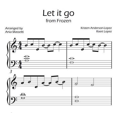 Sheet music arranged for easy piano, and big note piano in g major. Let it go from FROZEN - easy piano sheet music with ...