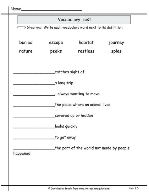 10 First Grade Vocabulary Worksheets