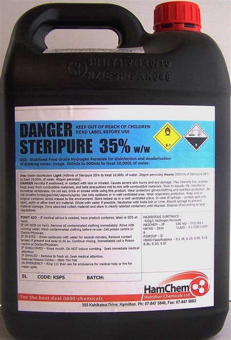 Hamilton Chemicals Steripure Hydrogen Peroxide 35