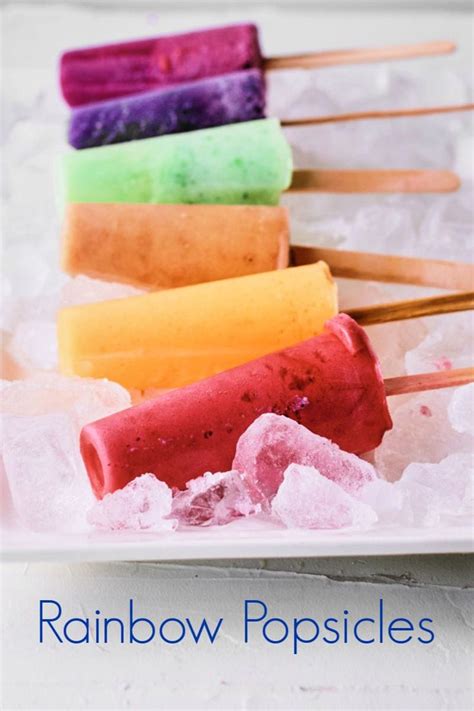 Blended Fruit Rainbow Popsicles Recipe Popsicle Recipes Blend Fruits Rainbow Popsicles