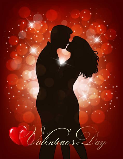 valentines day romantic couple hugging silhouette fantasy background valentines day romantic