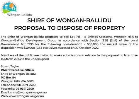 News Story Proposal To Dispose Of Property Shire Of Wongan Ballidu