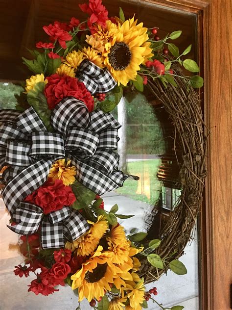 Sunflower Grapevine Wreath Sunflower Decor Wreaths Fall Wreath