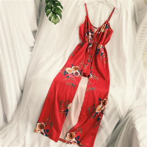 2018 Summer Fashion Sexy V Neck Sleeveless High Waist Print Inside Jumpsuitjumpsuits Aliexpress