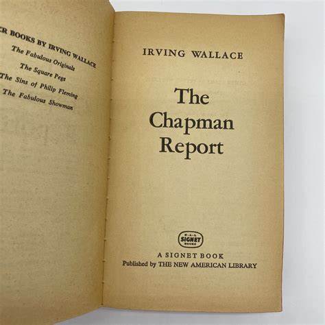 The Chapman Report Irving Wallace Vintage 1961 Signet Pb Sex Survey Six