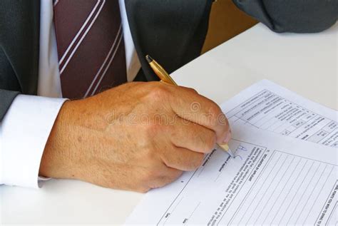 Man Filling A Form Stock Image Image Of Hand Sign Adult 4645503